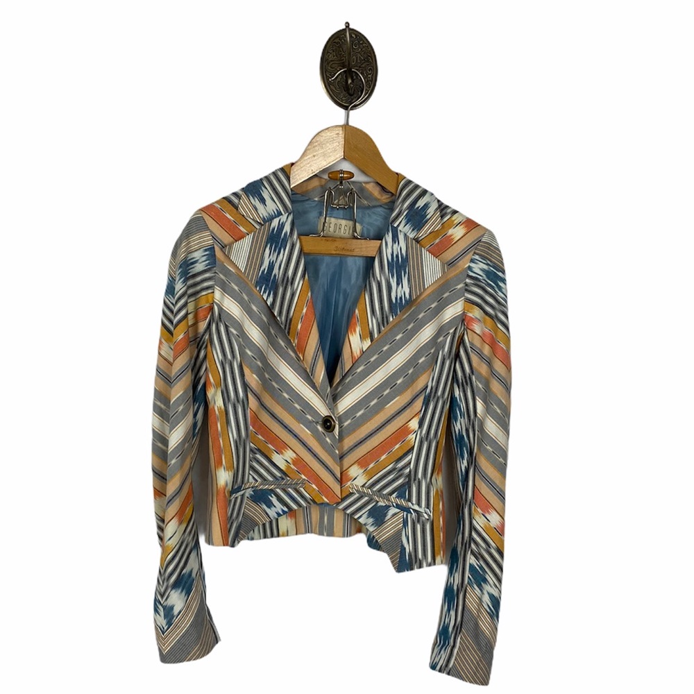 Georgie Printed Asymmetrical Cotton Blazer Jacket